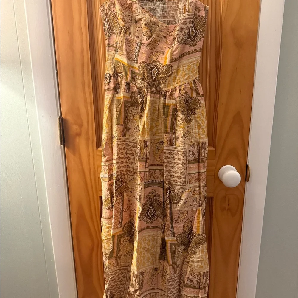 Commense Paisley Patchwork Midi Dress in Yellow and Brown Paisley - Picture 2 of 3